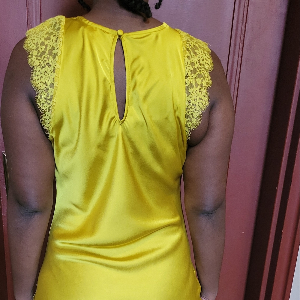 FUTURE COLLECTIVE WOMEN'S YELLOW MAXI SLIP DRESS SIZE M - Picture 6 of 13